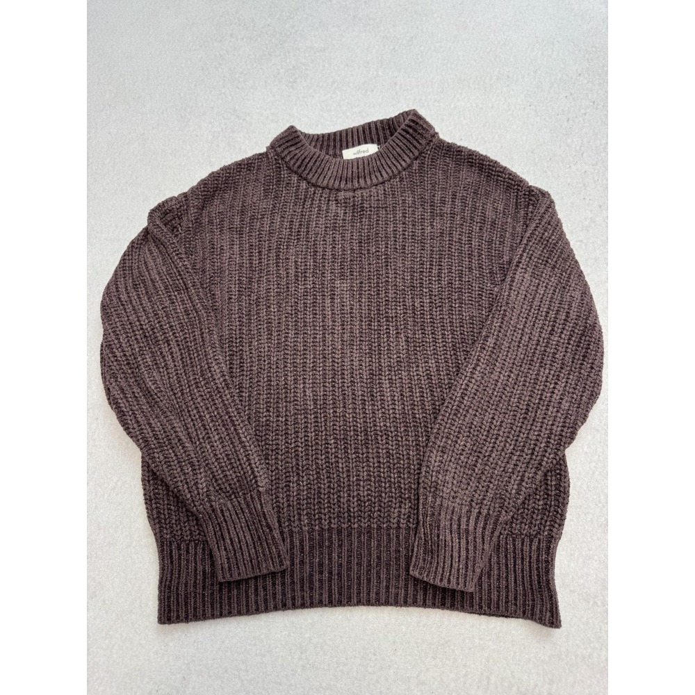 Aritzia Wilfred Sweater Women's XS Brown Chunky Knit Mock Neck Pullover
